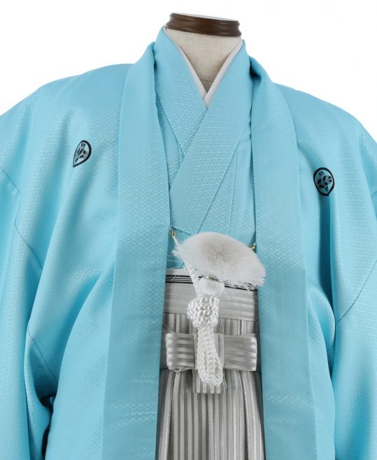 紋付袴レンタル・成人式・結婚式・卒業式|水色　菱形模様[身長170cm対応]No.209